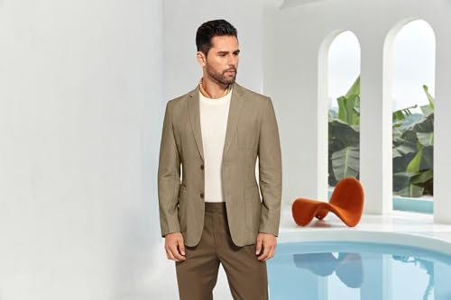 Mens Casual Blazer Slim Fit Suit Two Button Blazer Jacket Lightweight Knit Sport Coat2