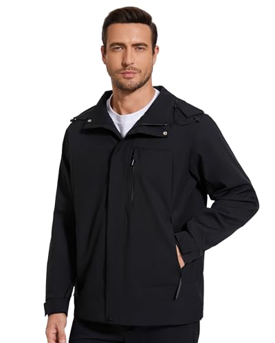 10000mm H2O Waterproof Rain Jacket Windproof Soft Shell Raincoat Windbreaker with Removable Hood4