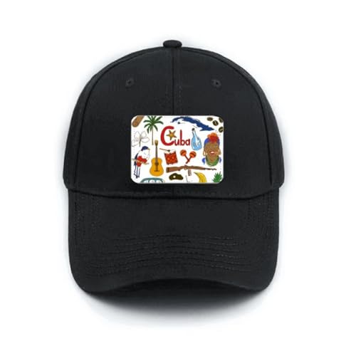 Casquette de baseball noire Cuba réglable en coton pour hommes et femmes