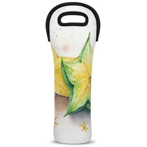 Neoprene Wine Tote Carrier Bag for Wine,Water, Champagne, Beer, Baby Bottles 15.6 x 5.1 Inches, Protective Wine Bag,Carambola