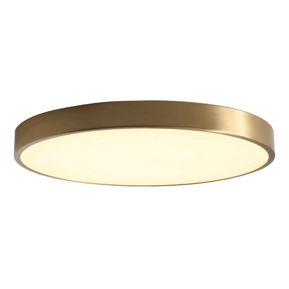 Plafonnier LED en cuivre véritable, luminaire moderne au fini brossé