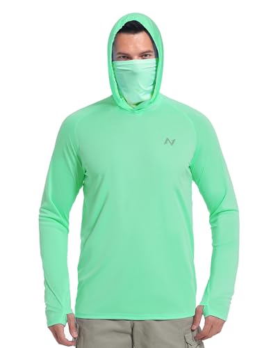 Image of isnowood Sun Shirt UPF 50+ Men's Fishing Long Sleeve UV Protection Hoodie Hiking Rash Guard Swimming Running