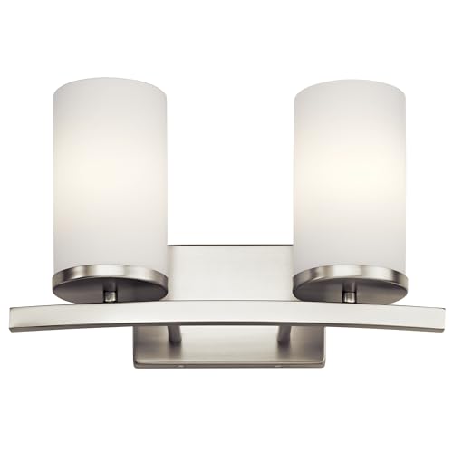 Image of Kichler Crosby 15 inch 2 Light Vanity Light Satin Etched Cased Opal Brushed Nickel