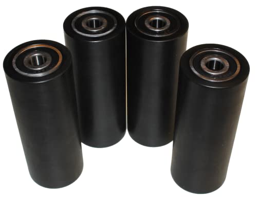 4 rulli in nylon poliammide, 40 mm di diametro, 100 mm di larghezza, cuscinetti da 10 mm, lavorati con precisione nell'UE (40-100-10, nero)