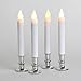 Battery Operated Window Candles - Set of 4, Flameless LED Taper with Silver Holder, Automatic Timer, Suction Cups & Remote Control Included, 7 Inch, Flickering Light, Lighted Christmas Decorations