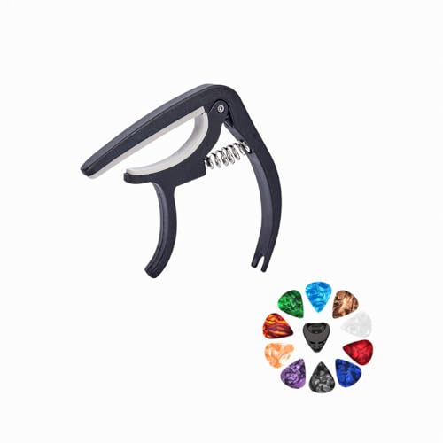 Cejilla para guitarra acústica y eléctrica con 10 púas - Cejilla para guitarra acústica y ukelele | Abrazadera de capo de cambio rápido para guitarra eléctrica con capo acústico | Accesorios de guitar