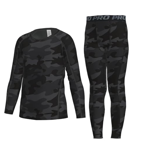 YUSHOW Boys Compression Sets Shirts & Pants Tights Quick Dry for Basketball Running Leggings Athletic Sports