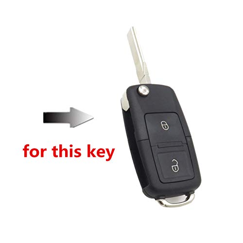 Happyit Silicone Car Key Cover Case for VW Volkswagen Amarok Polo Golf 4 5 6 MK4 Bora Jetta 2 Buttons (Red) - Image 2