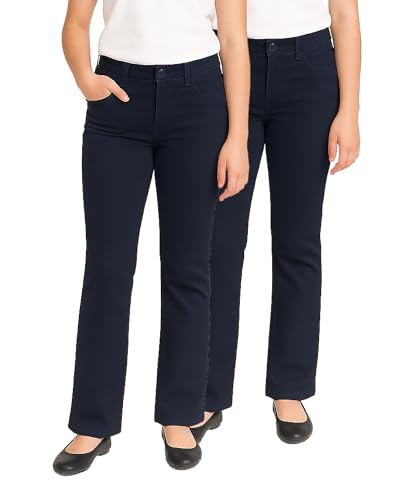 Image of dELiA*s Girls 2 Pack Stretch Twill Khaki School Uniform Pants (4-16)