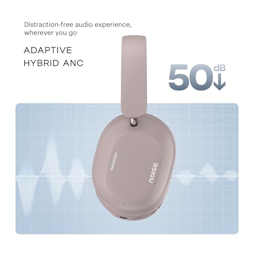 Image of Noise Airwave Max 5 Wireless Over-Ear Headphones with Adaptive Hybrid ANC (up to 50dB), HFA Tech, 80H Playtime, Dual Pairing(Mauve Haze)