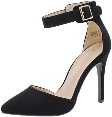 DREAM PAIRS Womens Oppointed-Ankle Pointed Toe Strap D'Orsay High Heel Shoes, Oppointed-Ankle-Black Nubuck - 8.5 (Stiletto, Pumps)