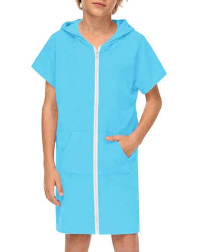 Poncho serviette de bain enfants 120-160 avec capuche taille élastique et poches