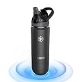ICEWATER 3-in-1 Smart Water Bottle, Gift for Women & Men, Glows to Remind You to Keep Hydrated, Play Music & Dancing Lights, Vacuum Insulated, Stainless Steel, 18 oz (Black)