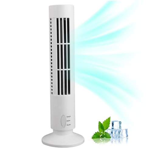 Ventilador de torre sin copa 2 velocidades Ventilador de torre de enfriamiento 13 pulgadas USB Mesa recargable Air acondicionador portátil sin cesas para el dormitorio de dormitorio.