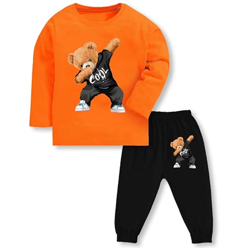 Image of TS LAVI TAVI Trendy Printed Unisex Cotton T-Shirt & Pyjama Set | Full Sleeve Top & Track Pant | Boys & Girls | Pack of 3 | Newborn & Kids