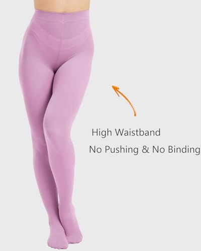 Image of DUCMODA Womens 80 Denier Opaque Tights, Women's Soft Solid Color Footed Pantyhose, High Waist Stocking with 30+ Colors