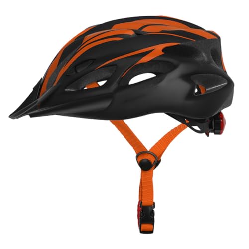 Casque de vélo avec feu arrière pour rouler visible et protégé en VTT orange