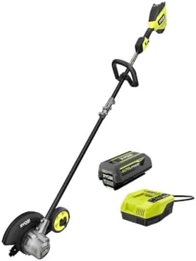 RYOBI 40V HP Brushless Stick Lawn Edger with 4.0 Ah Battery and Charger (Renewed)