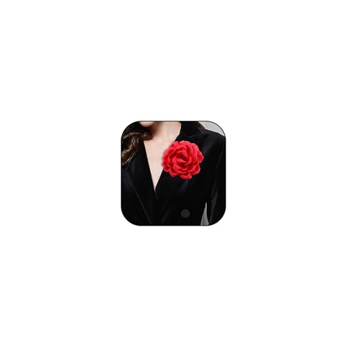 Image of Big Flower Pins for Clothes Fabric Rose Flower Brooches for Women Large Delicate Elegant Flower Lapel Pin for Wedding Party Dance Banquet Wedding Guest Dresses Suit Accessories 7.5in