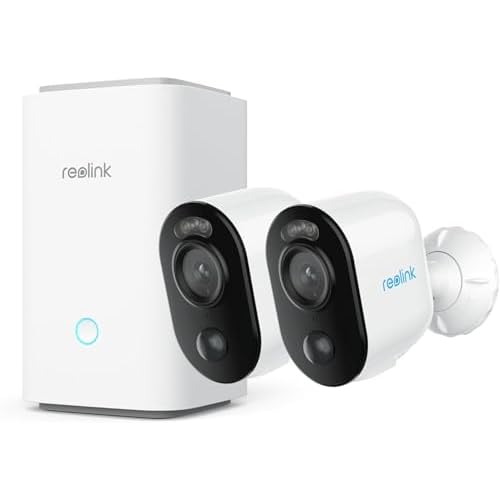 Reolink 2K Überwachungskamera Aussen Akku Set mit Spotlight, Farbnachtsicht, 6 Monate Akkulaufzeit, KI-Erkennung, Home Hub für Zentrale Verwaltung & Speicher, Keine Monatsgebühr, Argus 3E 2-
