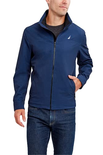 Nautica Men's Lightweight Windbreaker Stretch Athletic Outdoor Full Zip Bomber Golf Jacket, Heather Blue, Small #TOP17