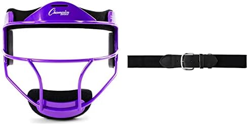 Champion Sports Steel Softball Face Mask - Classic Fielders Masks for Youth - Durable Head Guards - Premium Sports Accessories & Adult Baseball/Softball Uniform Belt, Black, Youth