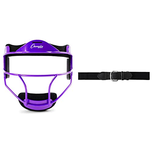Champion Sports Steel Softball Face Mask - Classic Fielders Masks For Youth - Durable Head Guards - Premium Sports Accessories & Adult Baseball/Softball Uniform Belt, Black, Youth #TOP17