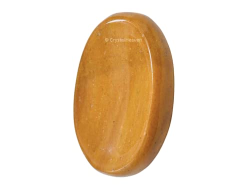 Image of Certified Yellow Jasper Crystal Thumb Worry Pebbles Stones for Anxiety Stress Relief Massage - AAA Grade Original Healing Gemstone Agate Rubbing Stone for Yoga Meditation Spiritual Reiki Feng Shui