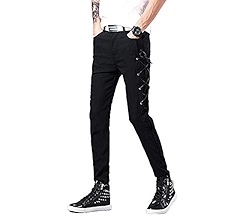 DSDZ Mens Motocycle Hip Hop Skinny Rock Punk Pants (28