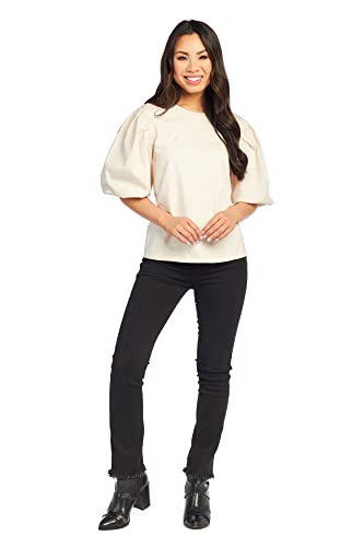 Mud Pie Mud Piesaurora Balloon Sleeve Womens Top, Large, Cream #TOP4