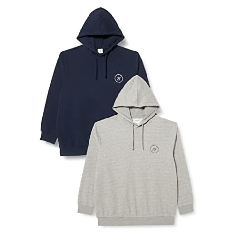 JACK&JONES PLUS Jjjaxon-Sudadera con Capucha (2 Unidades), Navy Blazer/Pack:Navy Blazer + Lgm, 4XL Cover