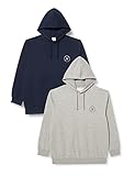 JACK&JONES PLUS Men's JJJAXON Sweat Hood 2PK PLS MP Kapuzenpullover, Navy Blazer/Pack:Navy Blazer + LGM, 5XL