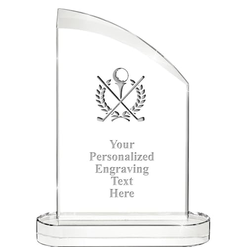8.25" Golf Custom Engraved Trophy - Aspiration Crystal - Recognition & Employee Awards - Corporate Awards - Personalized Engraving