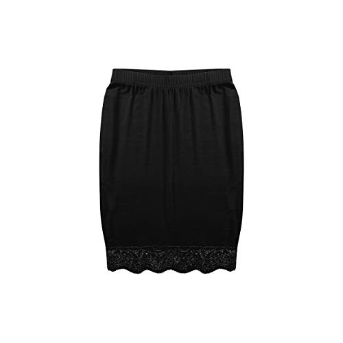 MSemis Woman Adjustable Waist Knee Length Lace Half Slips Underskirt Mini Skirt for Dresses Black Small - Thumbnail 5