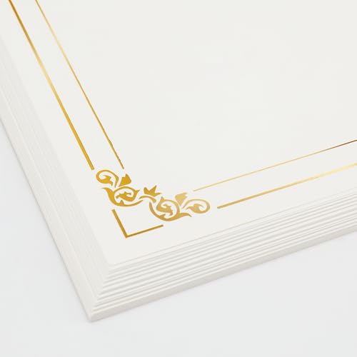 50 Sheets Gold Foil Border Certificate Paper, 8.5 x 11 Inch Letter Size, for Printing, Diploma Paper, Award, Document Cardstock Paper, Inkjet Printer Compatible - Thumbnail 6