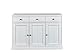 Inter Link Credenza in legno massiccio di pino, bianco, a tre sportelli