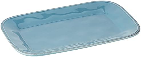 Rachael Ray Cucina Dinnerware 8-Inch x 12-Inch Stoneware Rectangular Platter, Agave Blue -