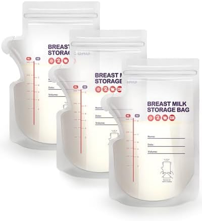 dearlomum BPA-Free Breastmilk Storage Bags - 120 Pcs, 8 Ounce, Self-Standing with Pour Spout, Space-Saving Flat Profile, Ideal for Convenient Breastfeeding and Milk Storage, Refrigeration & Freezing