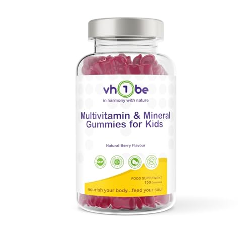 Multivitamin and Mineral for Children - 150 Berry Flavour Gummies | Nutrition with Probiotics, Vitamin D, Calcium | Vegan-Friendly Daily Supplement by vh1be
