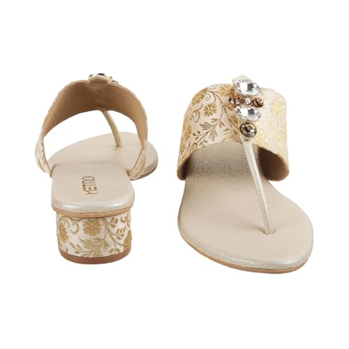 Image of Metro Women Ethnicwear Beaded Block Heel Sandal