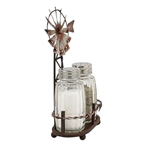 Ebros 6.5"Tall Rustic Country Farm Agricultural Windmill Outpost Salt And Pepper Shakers Holder Display Stand Set Western Kitchen Dining Home Decor Centerpiece In Aged Bronze Finish Ebros 65Tall Rustic Country Farm Agricultural Windmill Outpost Salt And Pepper Shakers Holder Display Stand Set Western Kitchen Dining Home Decor Centerpiece In Aged Bronze Finish