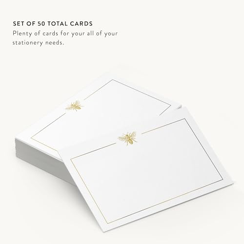 Image of Dashleigh Gold Foil Bee Notecards - 50 Blank Cards, 4x6 inches - Luxury Bee Themed Stationery for Thank You Notes & Gifts
