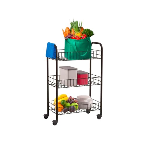 Avilia Carrello da Cucina Nero con Ruote - Salvaspazio Multifunzione per Utensili e Forniture - Design Elegante e Robusto - Ideale per Cucina, Bagno e Ufficio - Facile Montaggio