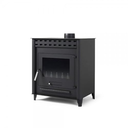 Estufa de leña grande modelo A 14.3 Kw | Chimenea rustica de leña | Estufa de leña clásica para salón salida humos vertical