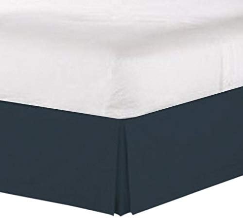 Urban Bed Pleated Bed-Skirt California King Size Solid – Navy Blue Luxury Double Brushed 100% Microfiber Dust Ruffle, 12 inch Tailored Drop - Easy On/Off