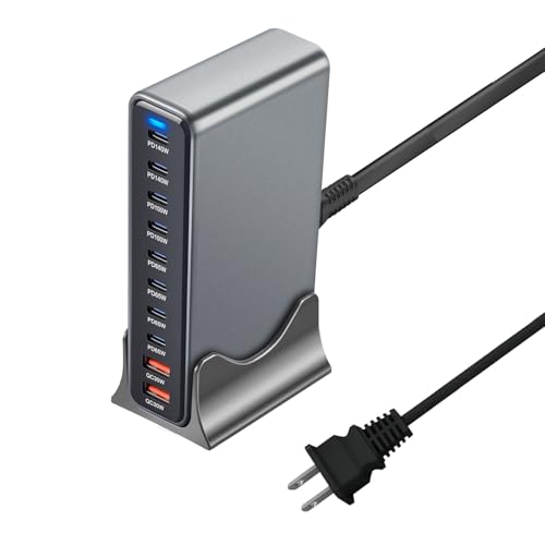 Image of 600W USB C Fast Charger Block, 8 Port Charging Station, GaN Ⅲ Multi Port Charging Station Hub for Multiple Devices, Multiport USB Charger Station Compatible with MacBook iPhone iPad Dell