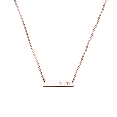 11 11 Angel Numbers Necklace Make A Wish Gift for Women Teen Girls(Rose Gold)