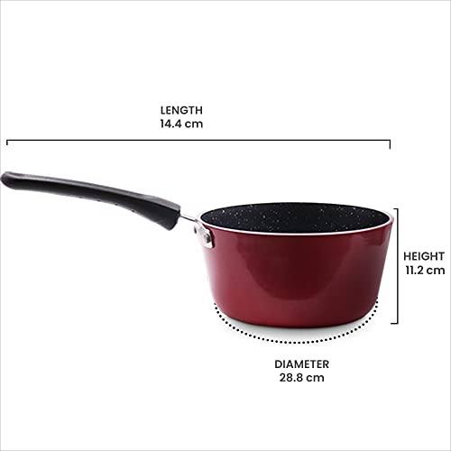 Image of Milton Pro cook Granito Saucepan with Bakelite Handle, 14 cm, Aluminium Tea and Milk Pan, Boiling Pot, Non-Induction, 2 Years Warranty
