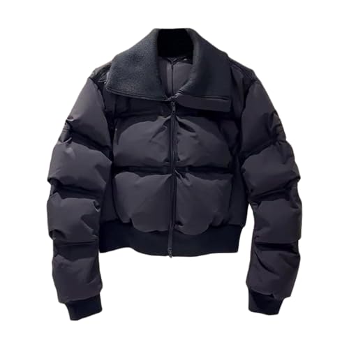 Chaqueta de plumón de estilo urbano de alta gama de invierno con capucha (Black, M)