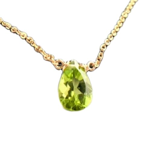 Pendentif poire facetté vert péridot d'exception, haute joaillerie en argent massif 925